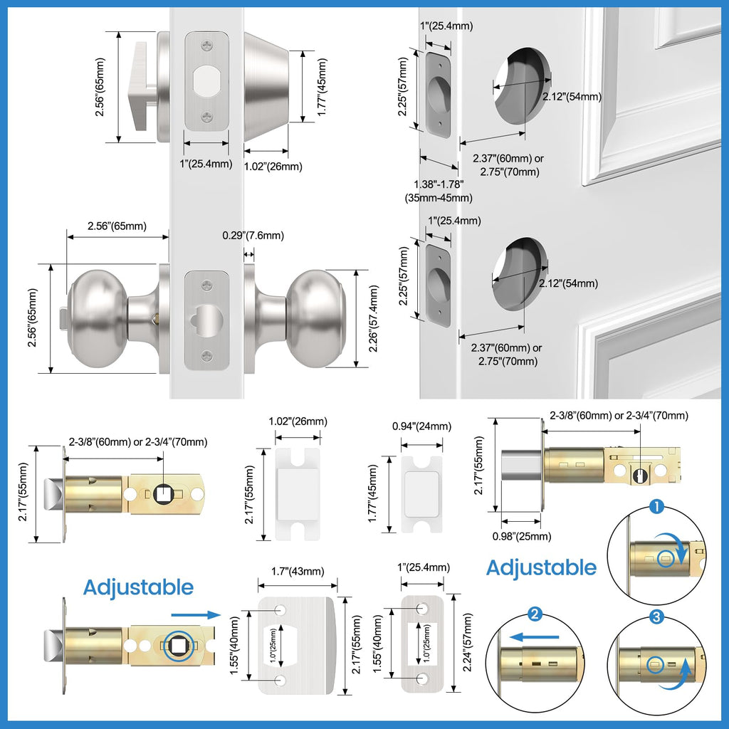 5 Pack Exterior Door Knob with Lock, Keyed Entry Front Door Lock Set
