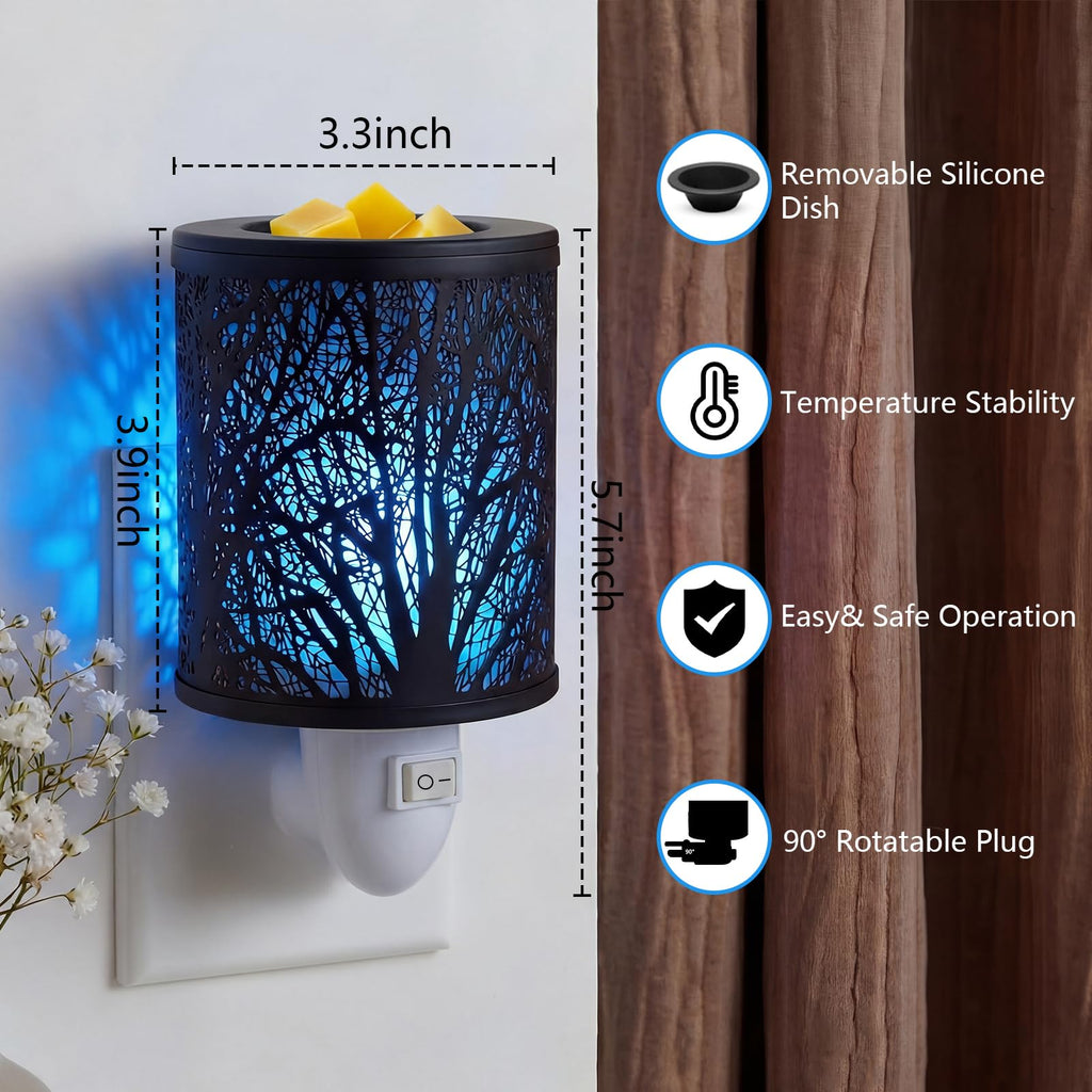 Wax Melt Warmer Plug in Wall- Electric Wax Warmer Plug in with 7 Colors Night Light & Silicone Dish, Plug-in Candle