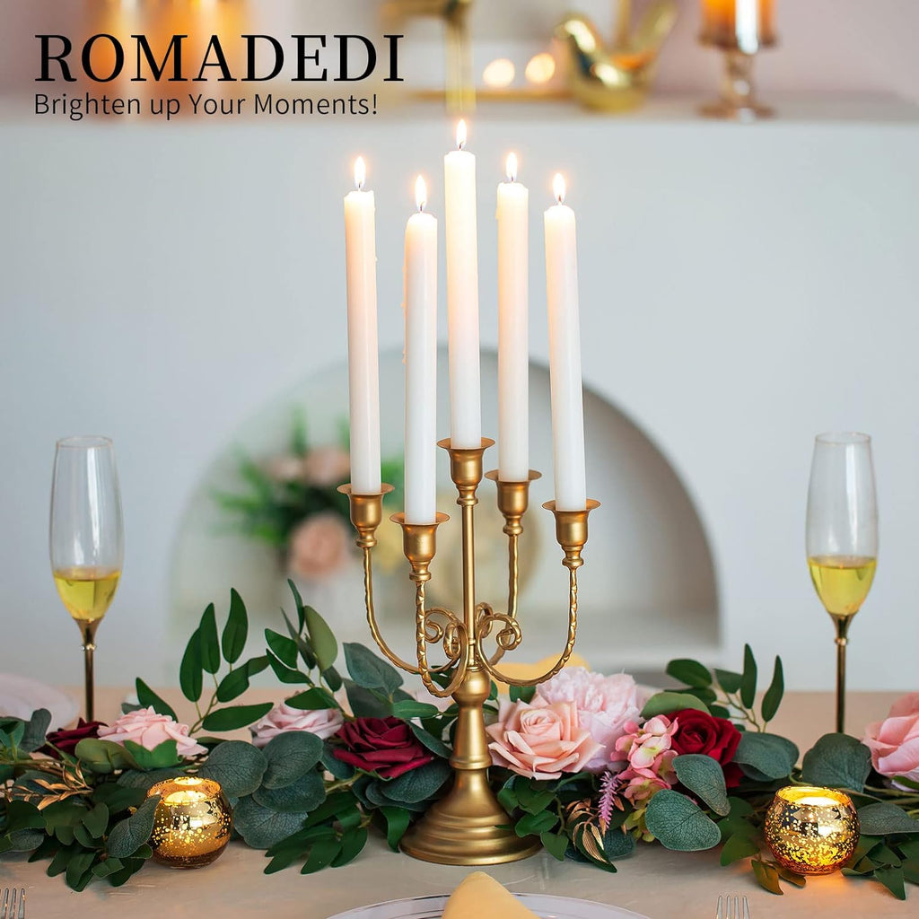 Candelabra Gold Candle Holders - 5 Arm 11.8" Wedding Candlestick Holder for Theme Party Table Centerpiece Decor