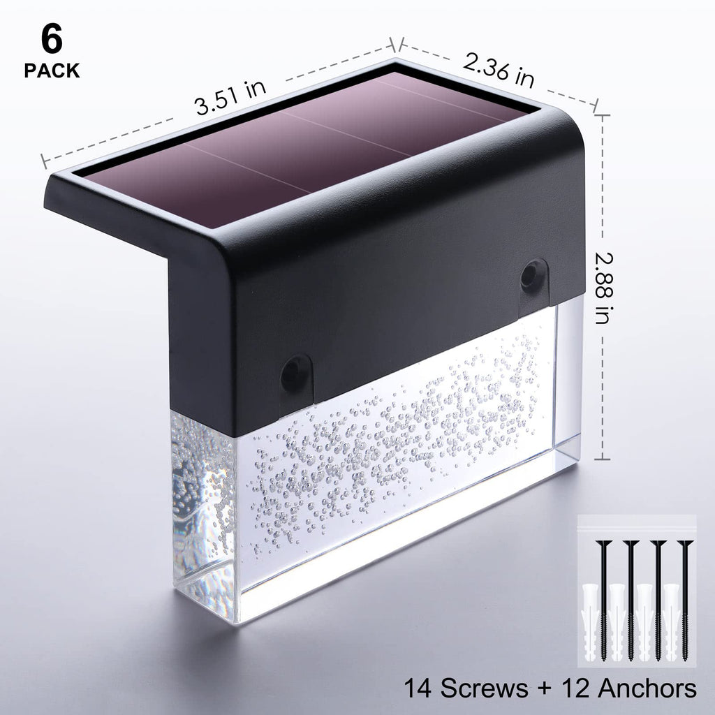Solar Deck Lights LED Waterproof Solar Step Lights Outdoor 6 Pack