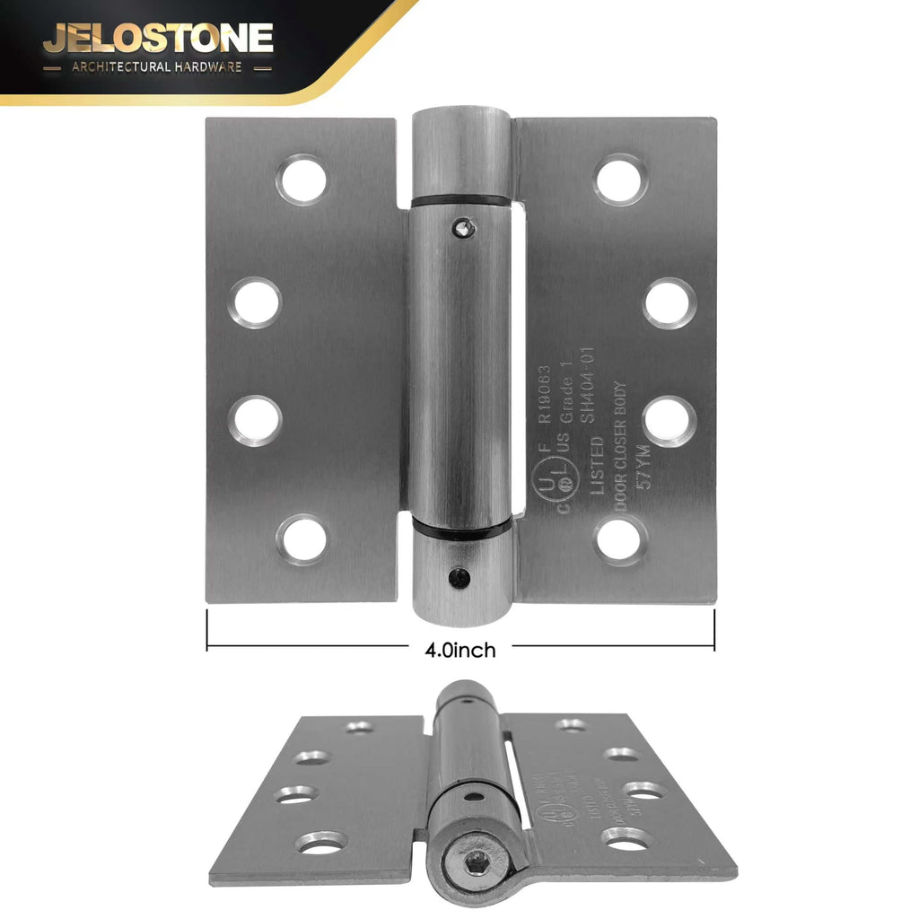 3 Pack - 4.0"x4.0" Self Closing Reversible Door Hinge - Heavy Duty Commercial Spring Door Hinge - UL Listed with