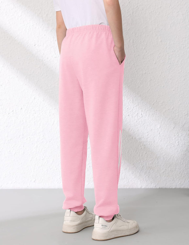 Girls' 3 Pack Cotton Sweatpants Elastic Waisted Joggers Athletic Pants with Pockets for Kids