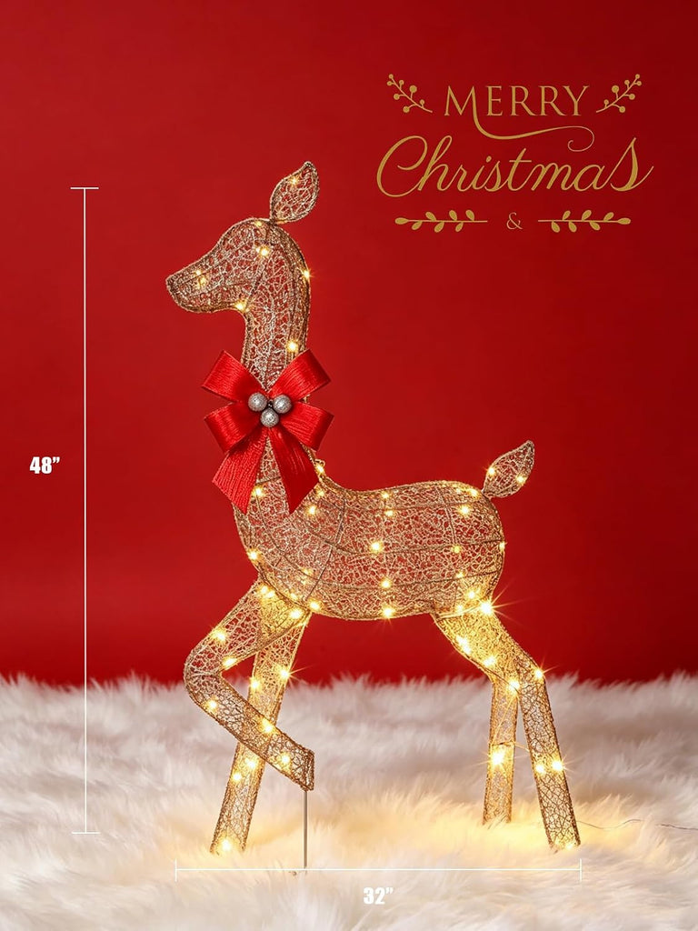 3 Piece 5FT Large Lighted Christmas Deer Family Set