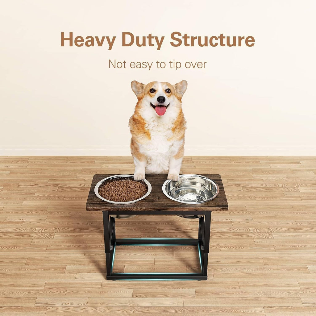 Elevated Dog Bowls for X-Large and Large Breed, 5 Adjustable Heights from 8.2'' - 17.3'', 2 Stainless Steel Bowls
