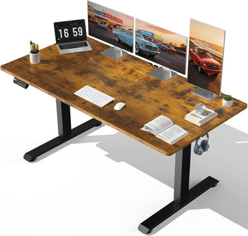 63" x 28" Super Large Standing Desk, Conference Room Tables, Brown | Height Adjustable Electric Computer Desk, Sit to