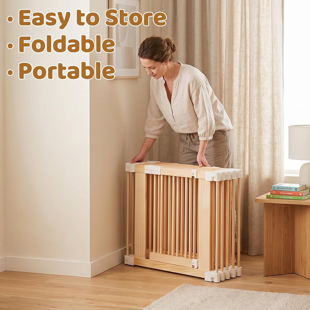 Baby Playpen with Montessori Toy, 10 Panels Foldable Play Yard Door Panel | Built-in Toys, Adjustable Multi-Shape