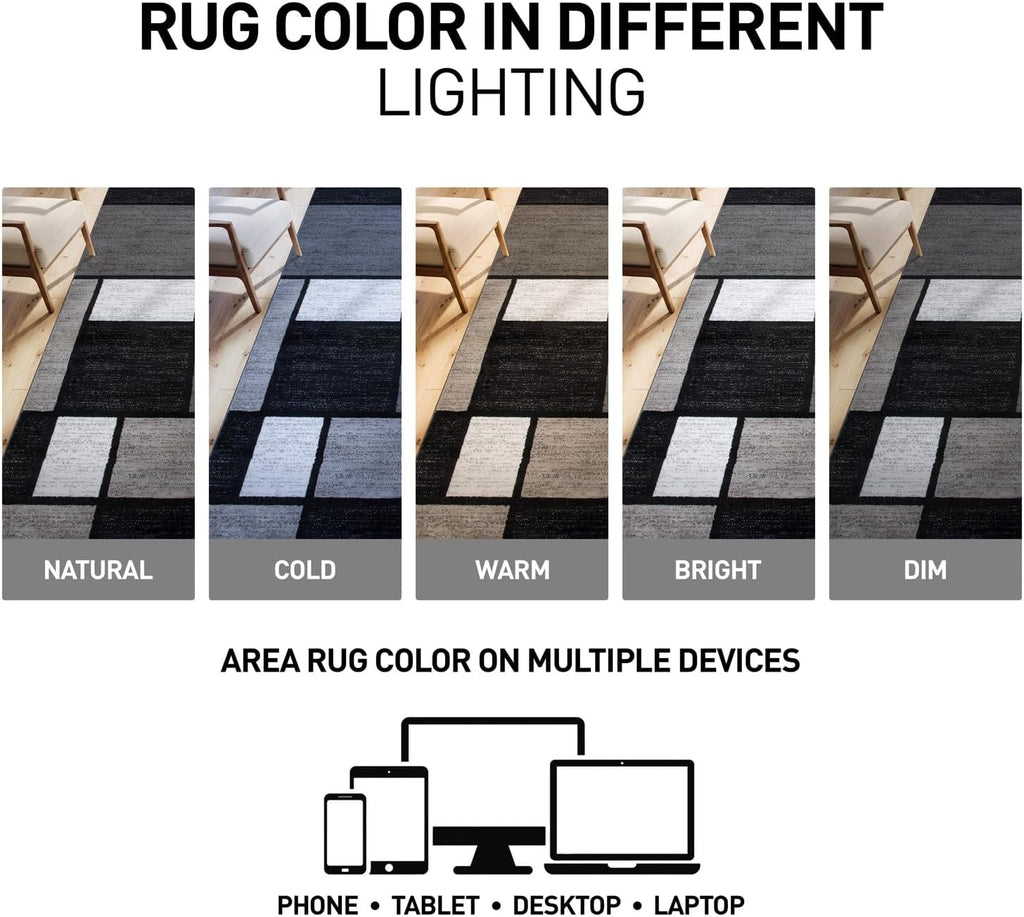 Modern Geometric Gray Area Rug, Fade-Resistant for Large , or Open Space, 10' x 14'