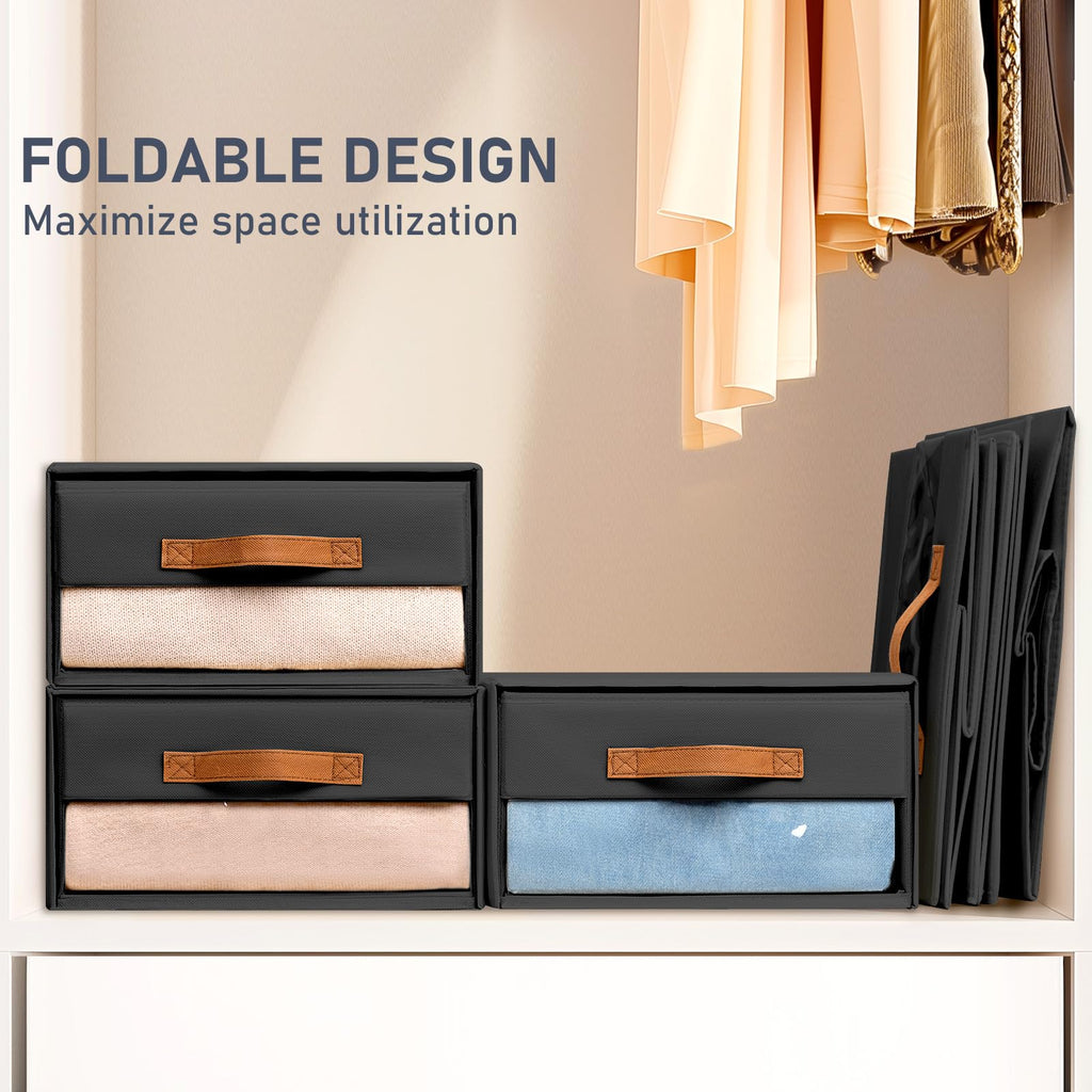 Closet Organizers and Storage - Foldable Storage Bins with Drawers Fabric Stackable Storage Drawers with Clear