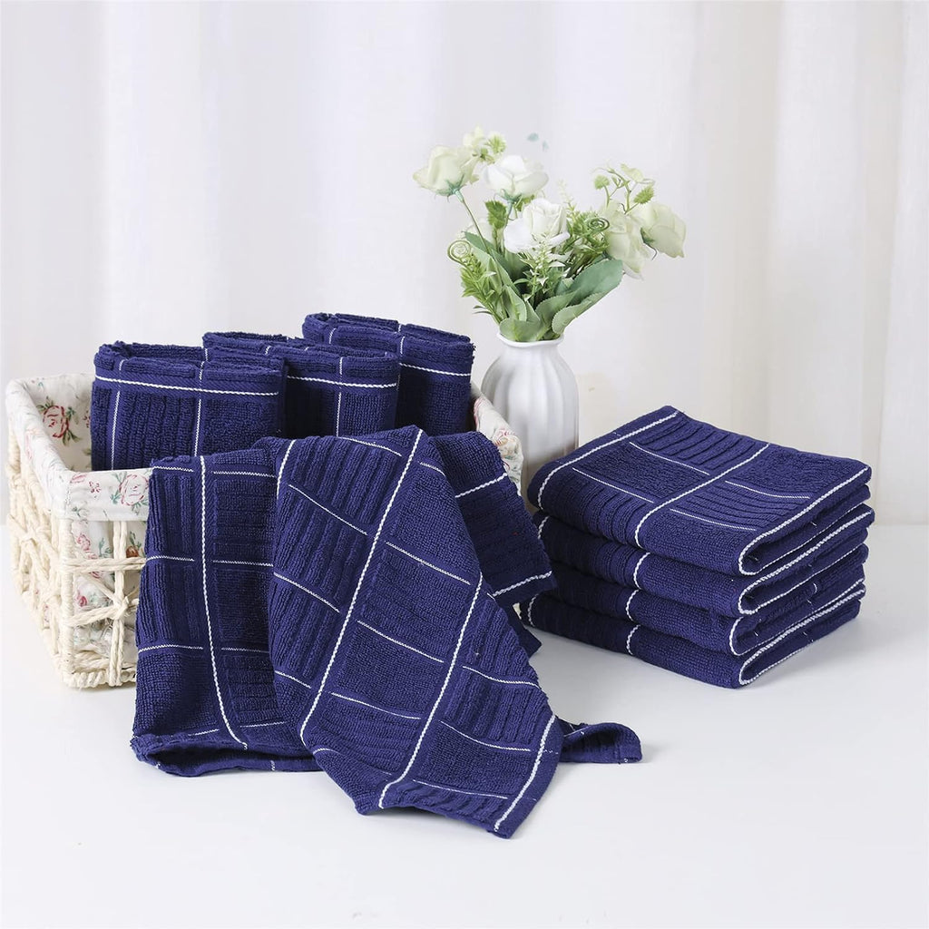 Kitchen Towels and Dishcloths Set, Four Dish Towels 16x26 Inches, Four Absorbent Dish Cloths for Washing Dishes 12x12