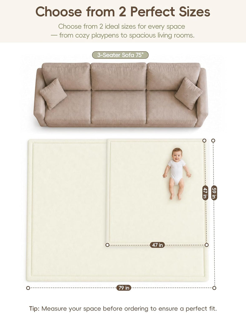 1.3" Thick Baby Play Mat for Floor, 79x59 Large Kids Room Rugs
