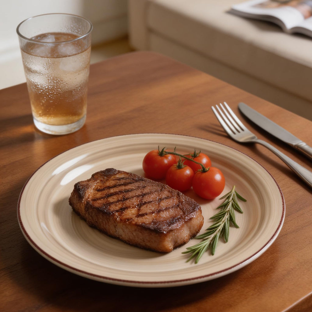 Stoneware Dinnerware Set, 12 Piece Service for 4, Plates and Bowls with 10.5" Dinner Plates, 8" Salad Plates, 5.5"