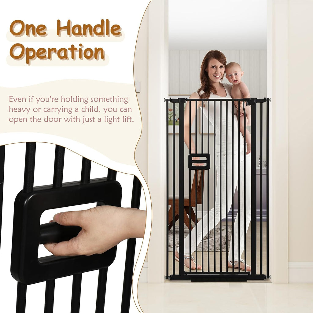 55'' Extra Tall Cat Gate, 30.1"-34.1" Wide Auto Close Tall Pet Gate for Doorways, Pressure Mounted High Dog Door Gate