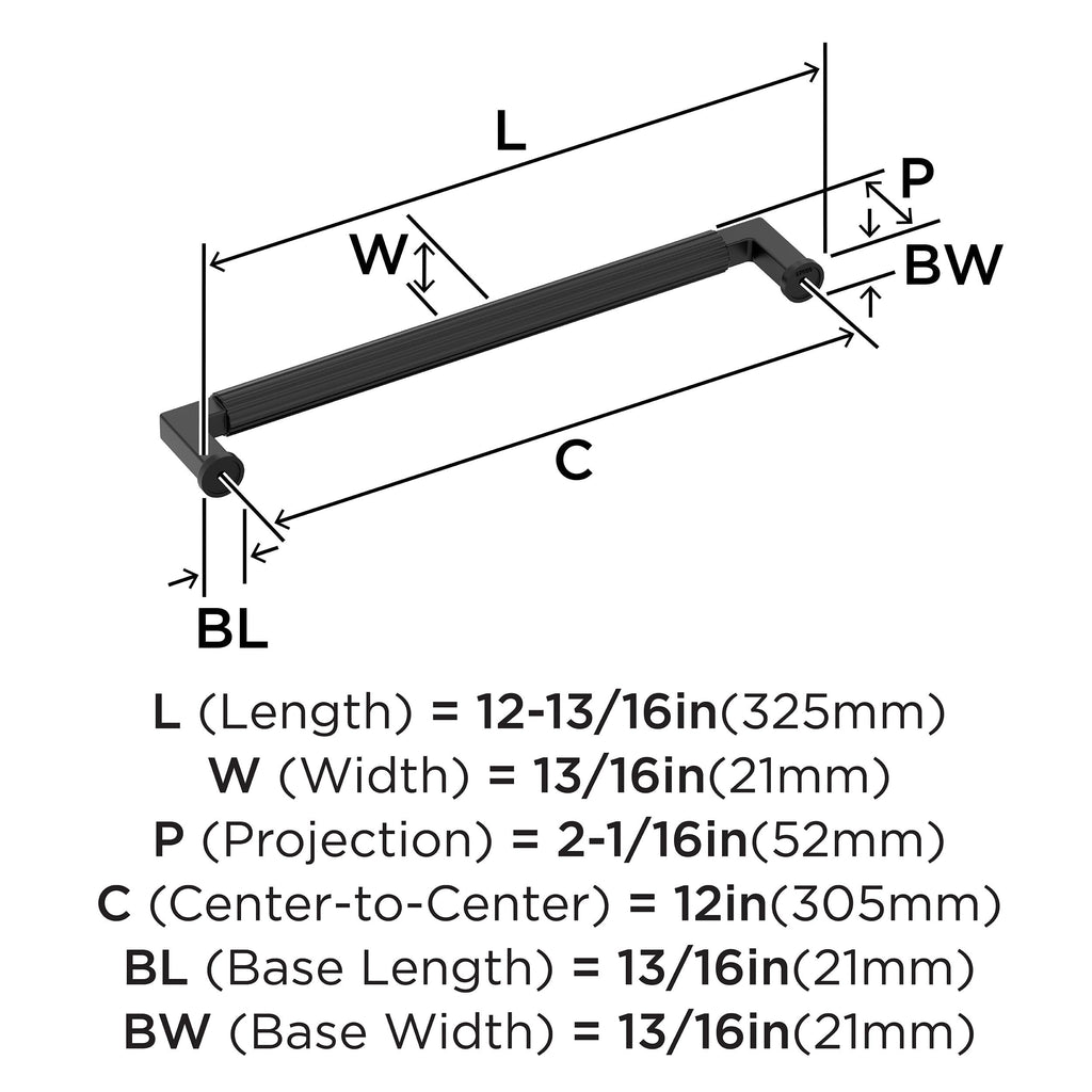 12" Ballard Matte Black Appliance Pull