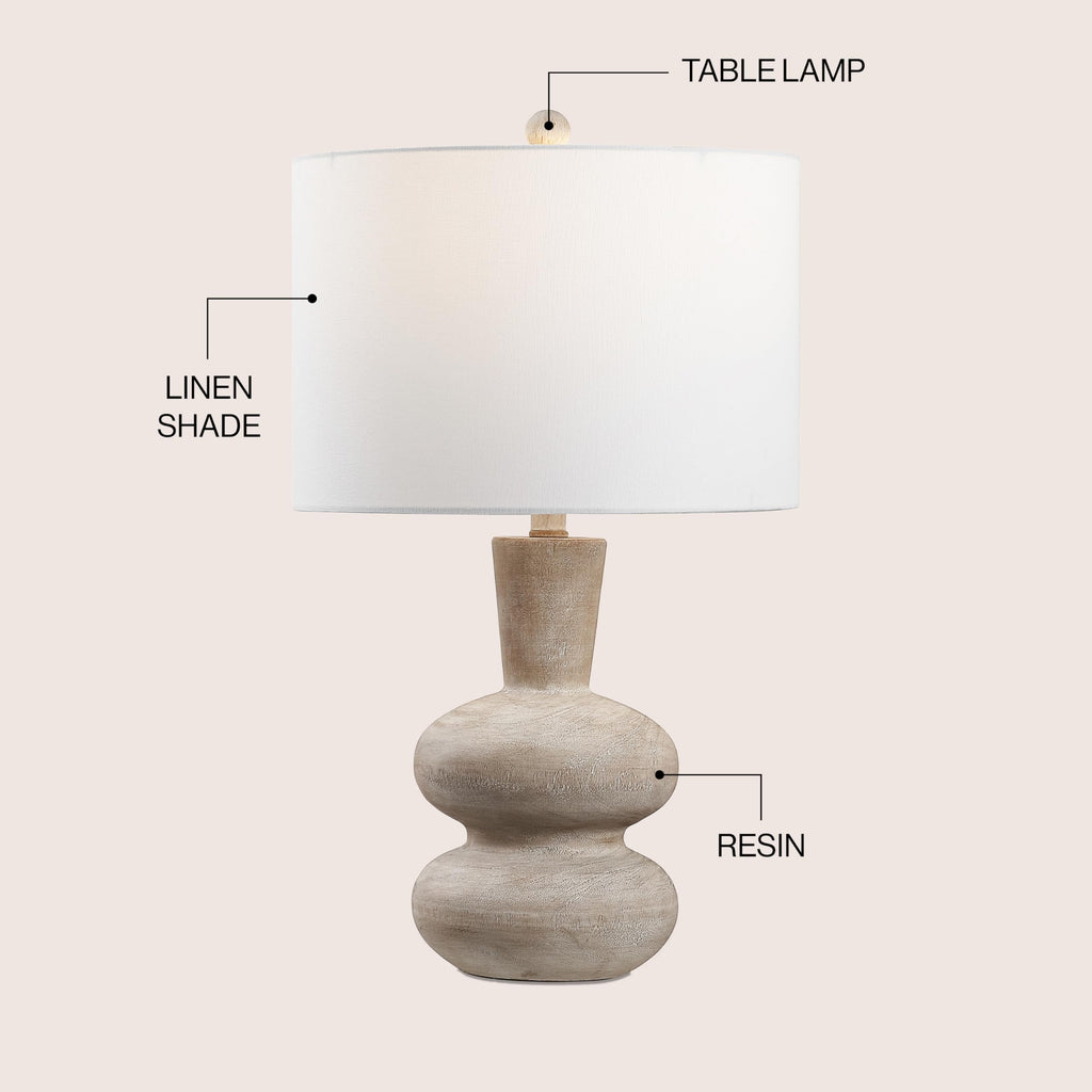 Matheo 24" Modern Sculptural Resin Table Lamp, Antique Brown