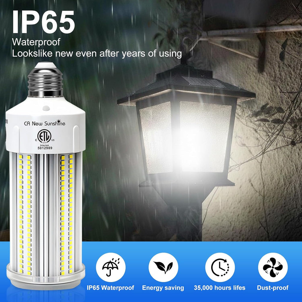 600W Equivalent LED Corn Light Bulb,2-Pack 60W 9000LM 5000K Daylight White, E26/E27 Base, High Brightness LED
