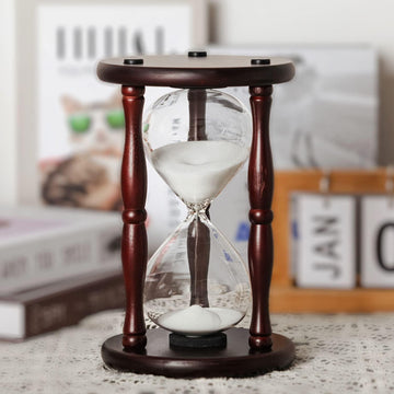 Large Hourglass Timer 60 Minute, Decorative Wood Sand Timer, White