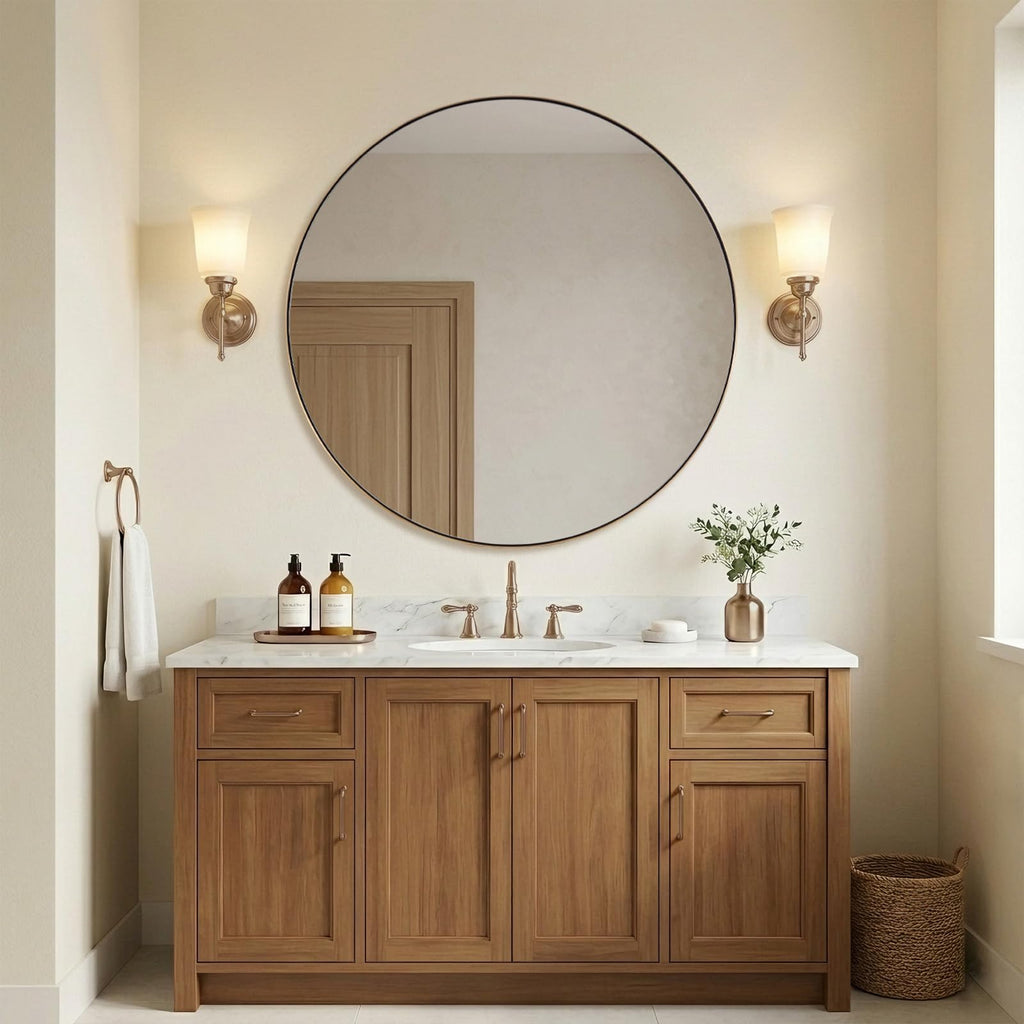 Champagne Bronze Mirrors, Large Round Mirror, 40 Inch