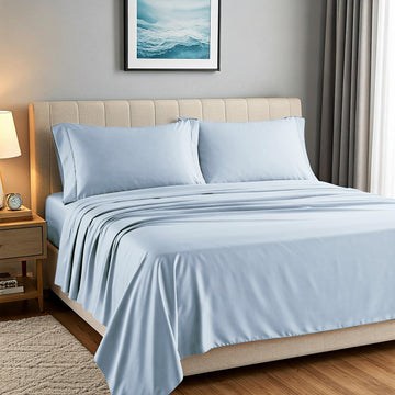 1500 Series Egyptian Cotton King Size Sheets Set, Light Blue