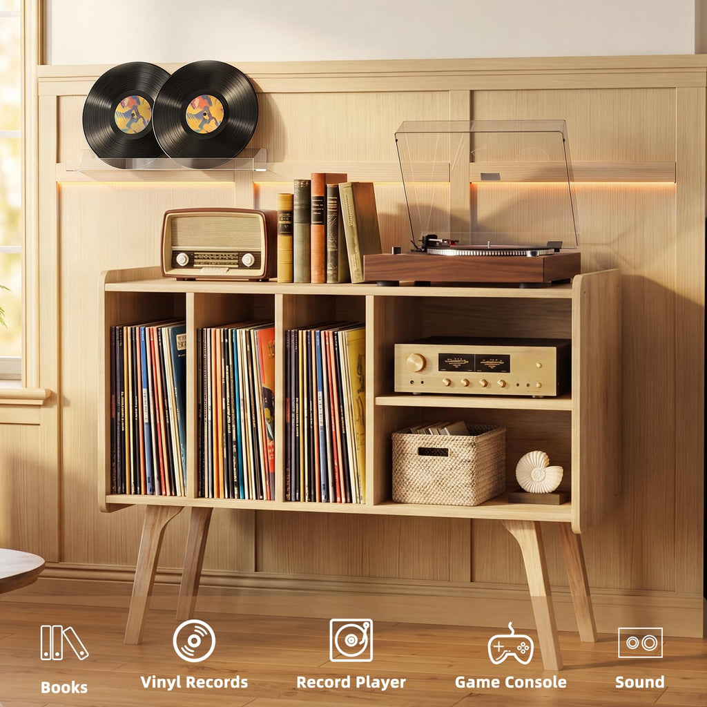 Large Record Player Stand, 32" Turntable Stand, Nature