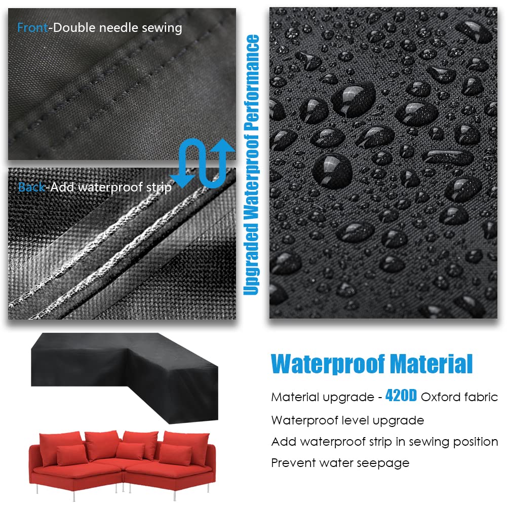 Patio Sectional Sofa Cover Waterproof V Shape Furniture Cover Outdoor Couch Cover Heavy Duty Garden Furniture