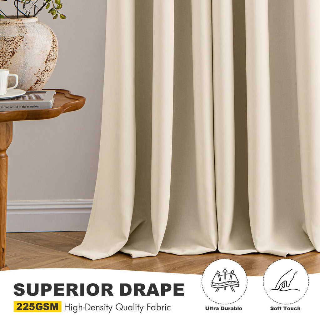 Blackout Curtains 2 Panels 50 x 84 Inch Long Cream Beige