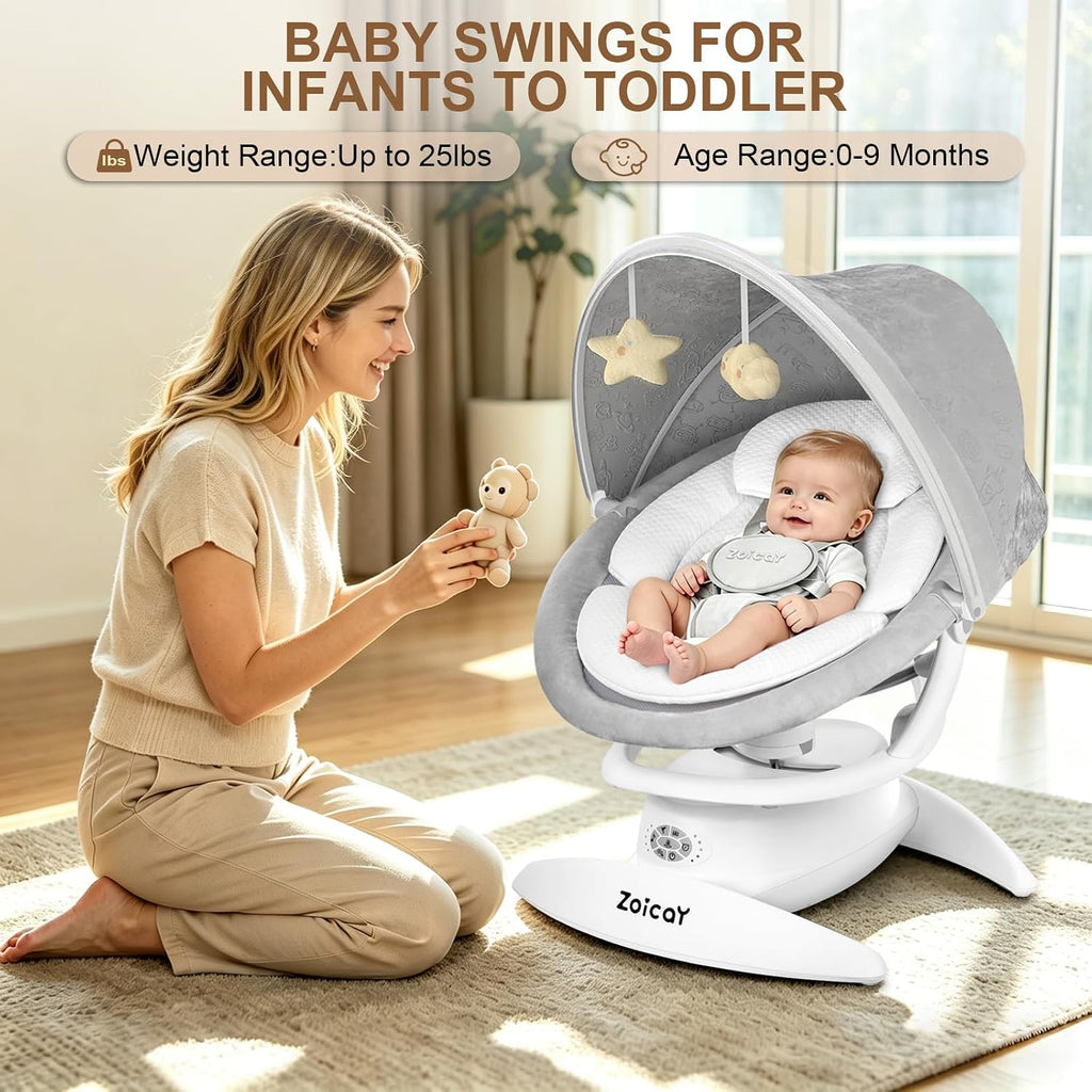 In-1 Baby Swings for Infants with Removable Rocker and Motion Detection