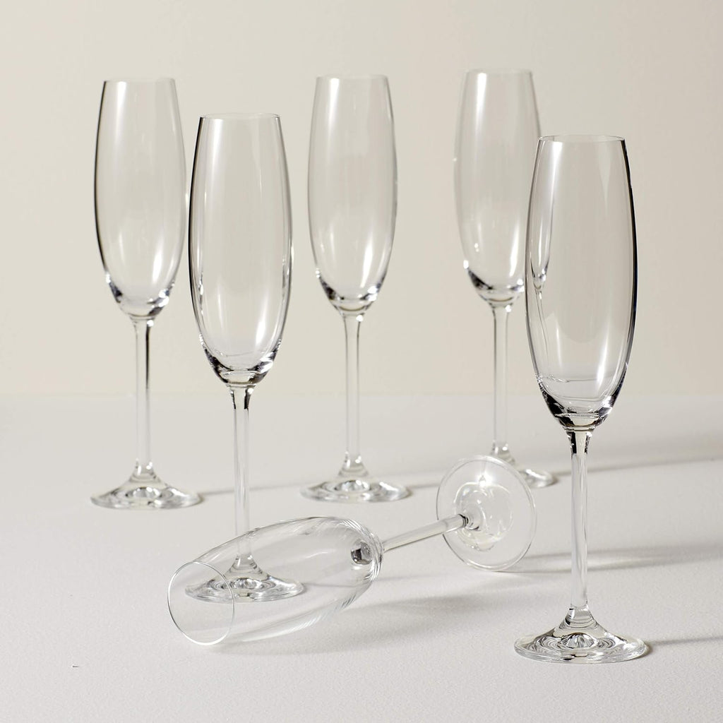 Champagne Flutes, Tuscany Classics 8 Oz Champagne Glasses Set of 6, 1.5 x 10-inch, Clear European Glass, Stemware