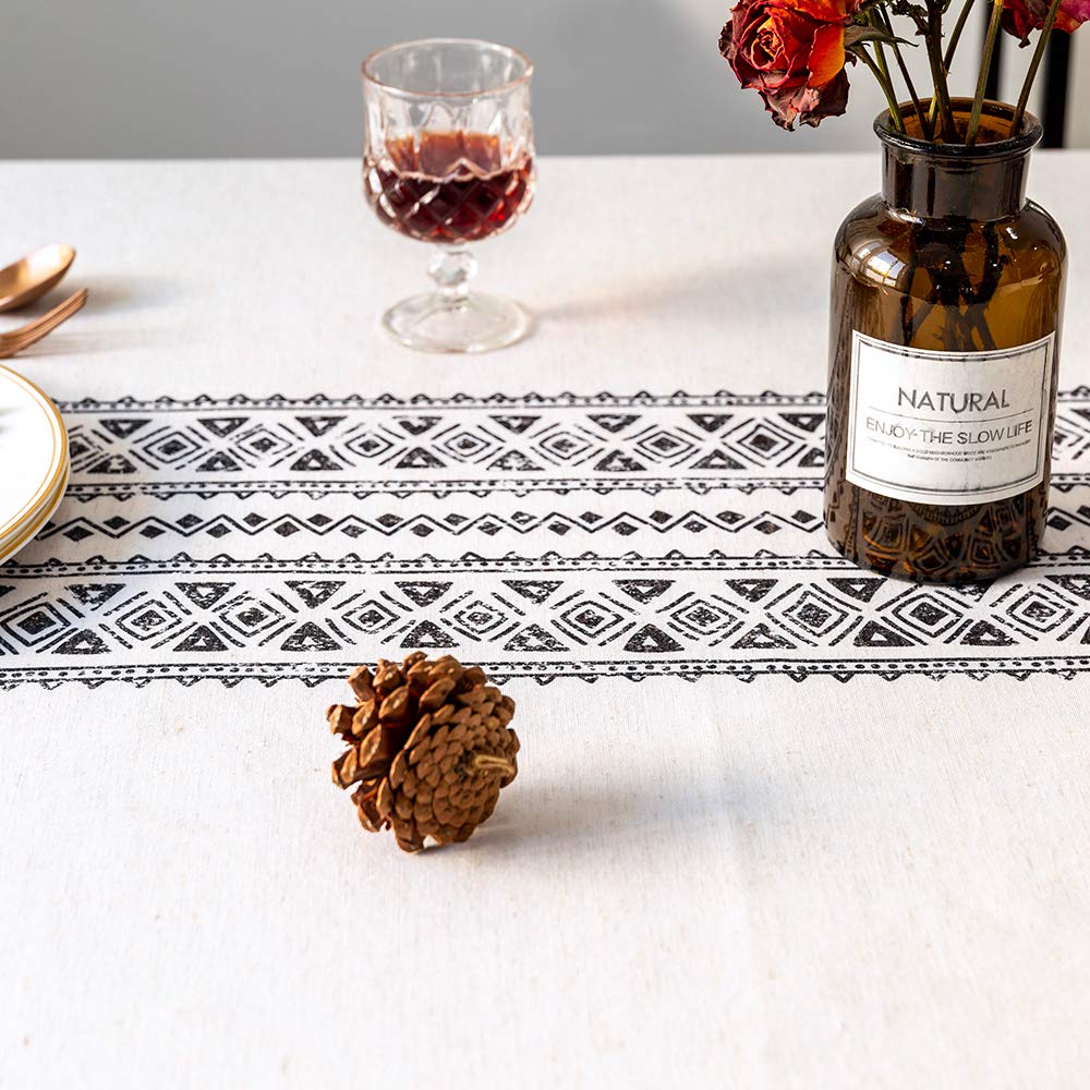 Modern and Minimalist Tablecloth Linen Fabric Decorative 52x70 Rectangle Printed Pattern Geometry Design Non-Fade