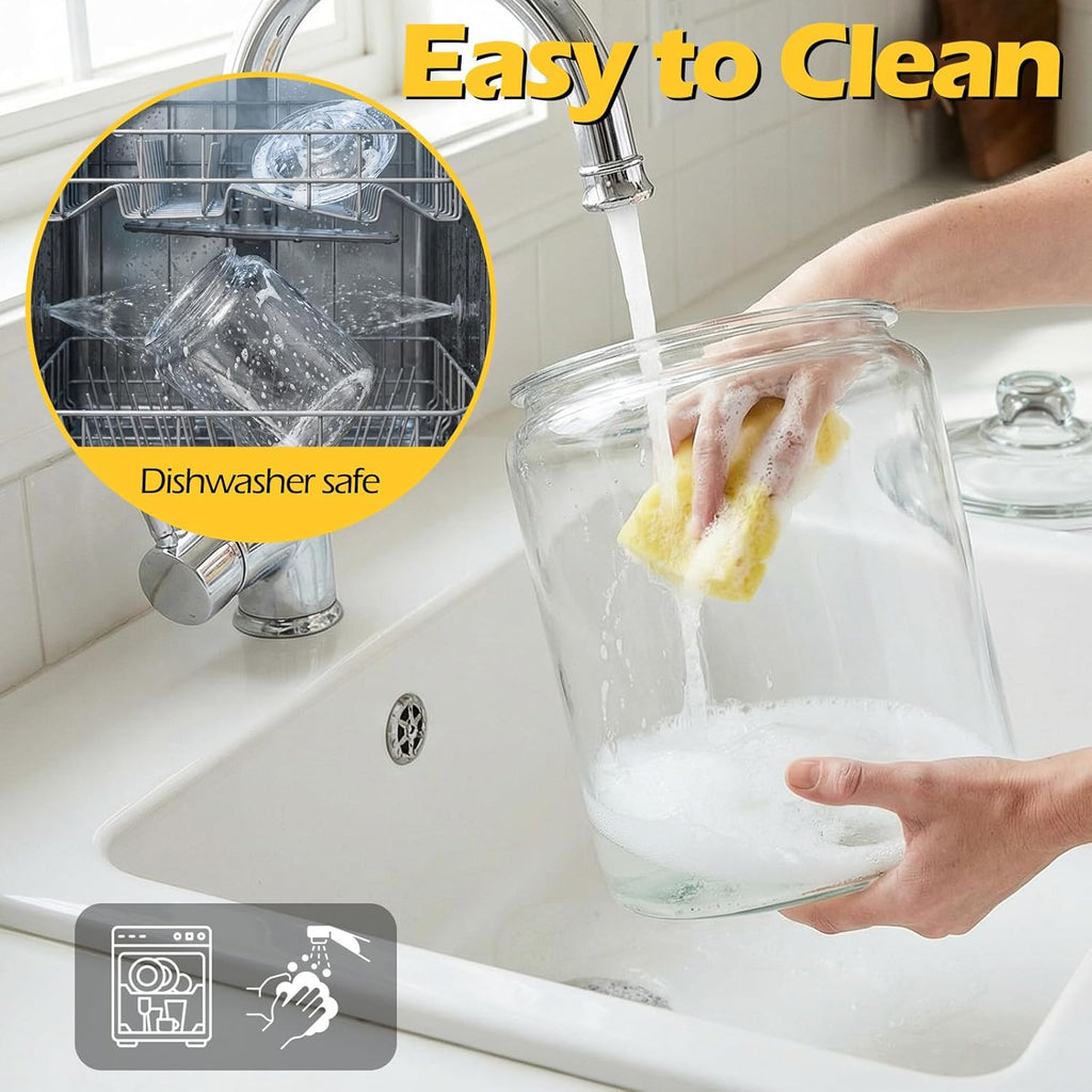 Glass Cookie Jar with Airtight Lid, 1 Gallon, Wide Mouth Storage