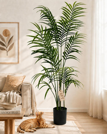 6FT Fake Palm Tree, Tall Artificial Floor Plants with Lifelike Leaves