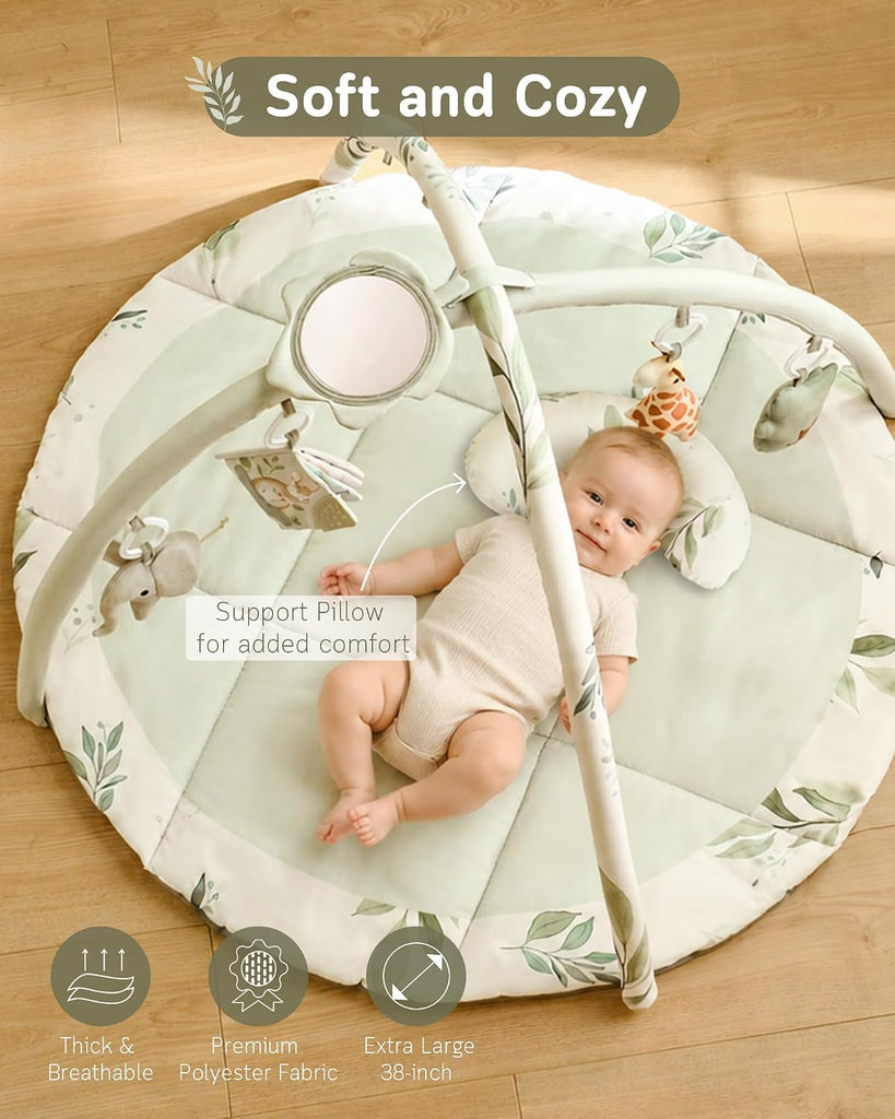 Baby Play Gym & Mat, Tummy Time Mat for Babies 0-12 Months, Green