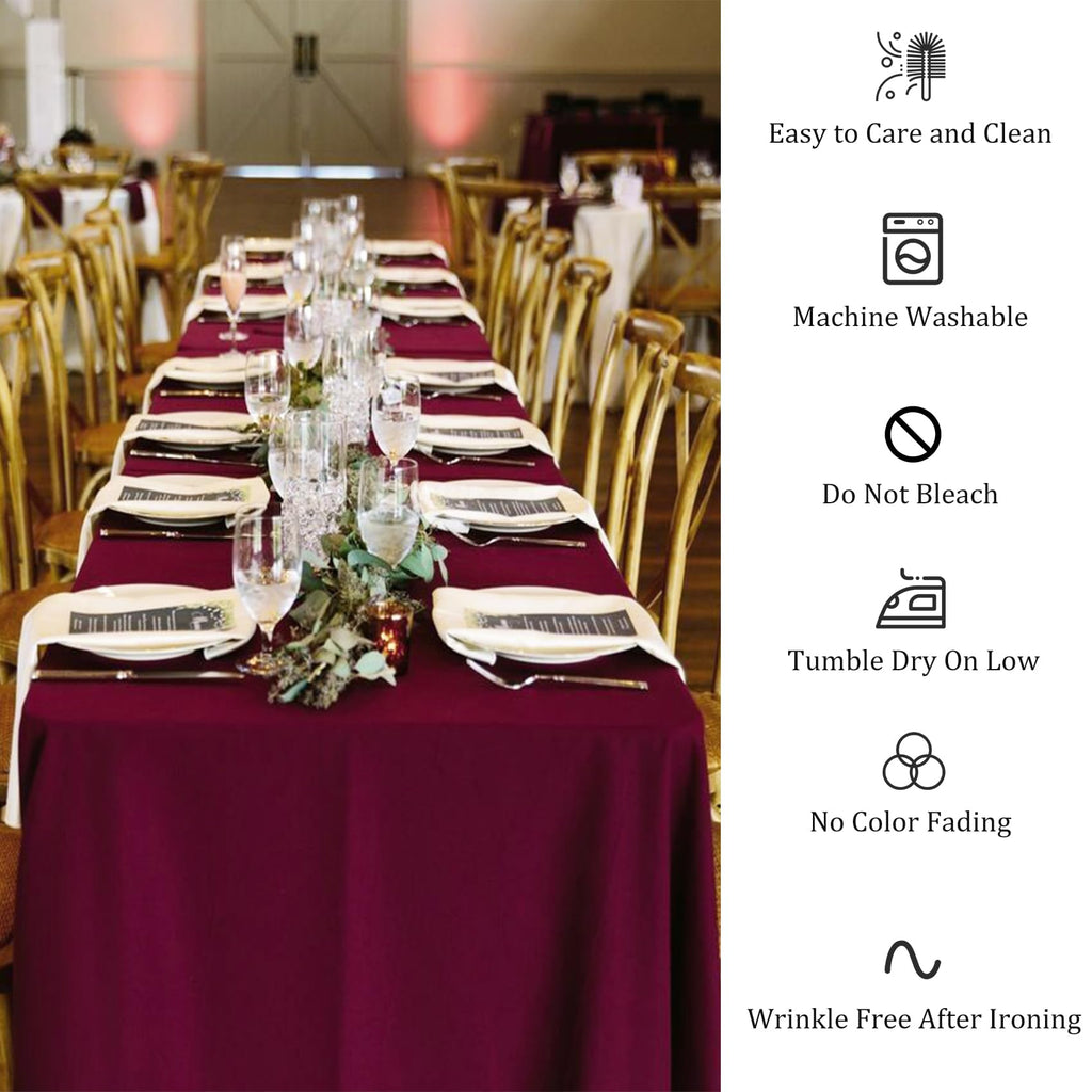 8 Pack Premium Burgundy Tablecloth 60 x 102 Inch, Rectangle Table Clothes for 6 Foot Rectangle Table Washable