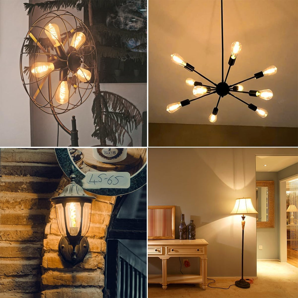 4 PCS ST58 Dimmable Spiral Vintage E26 LED Bulb 60 Watt LED Edison Bulbs