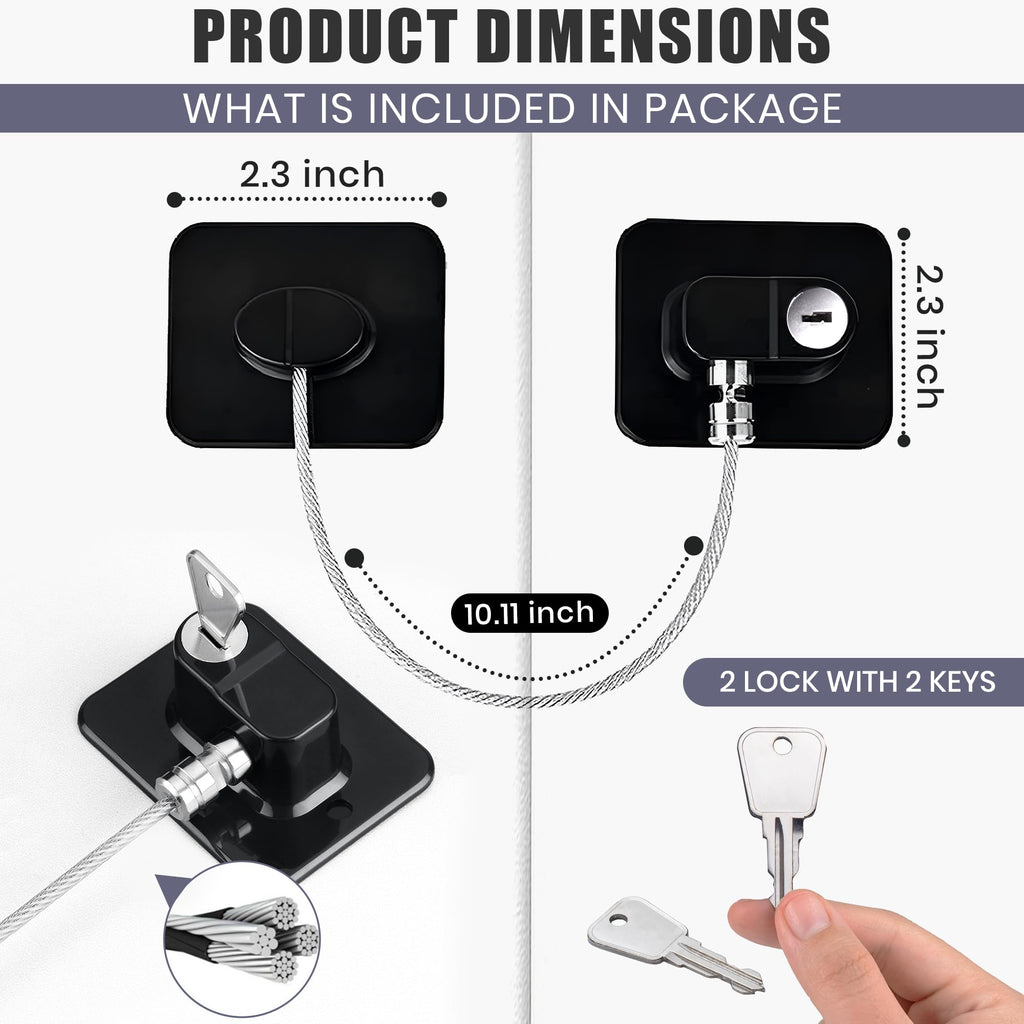 2 Pack Refrigerator Lock with Keys Child Safety Cabinet Locks