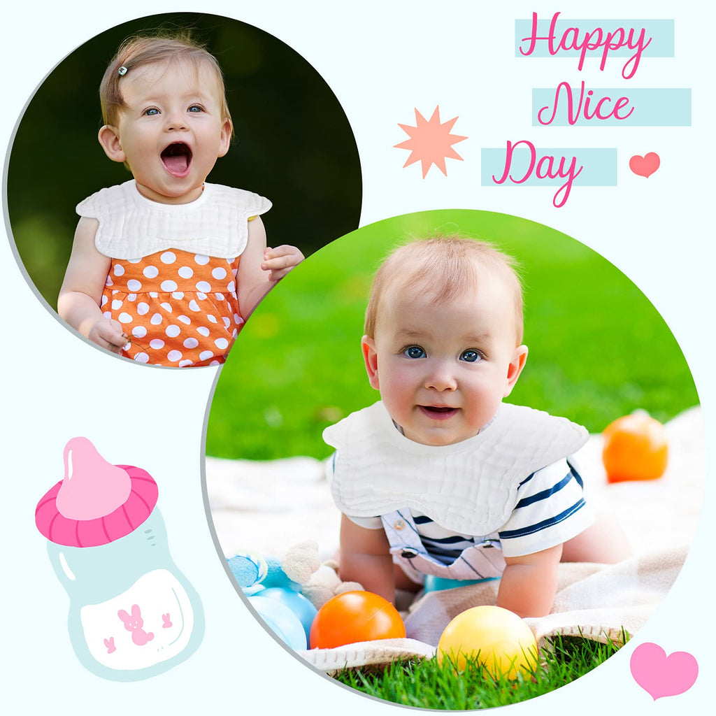 10 Pcs Baby Bibs 360° Rotate Baby Bandana Muslin Drool Bibs Petal Bibs Burp Gauze Cloths Absorbent Bib (, )