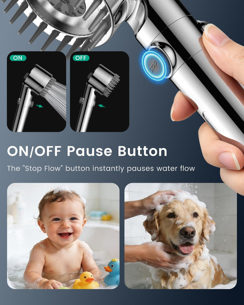 Ion Drops Filtered Shower Head with Handheld with 4PCS Filters, High Pressure 4 Spray Modes Showerhead with Filters