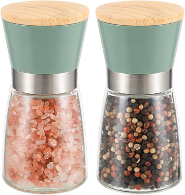 Salt and Pepper Grinder Set with Bamboo Lid - Set of 2