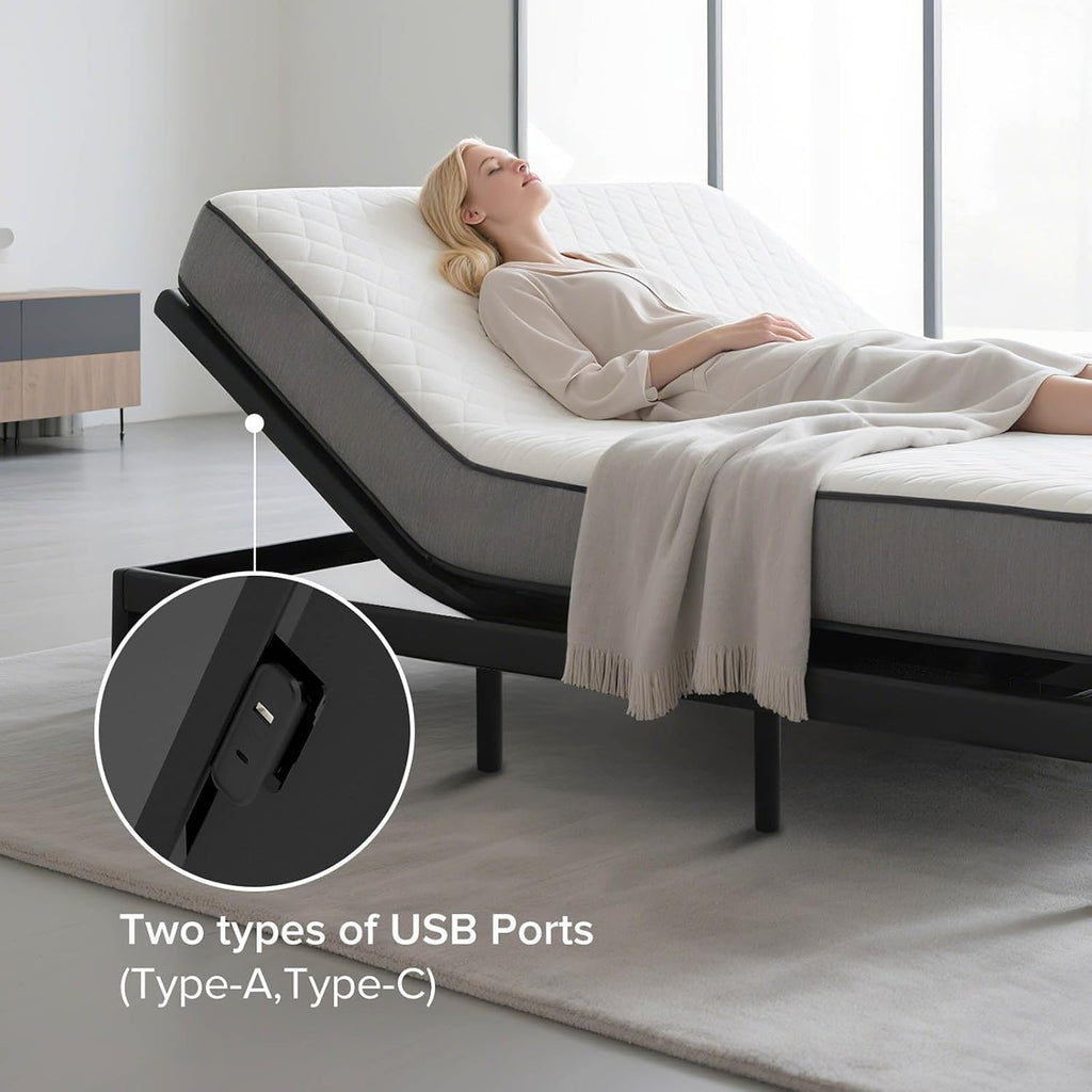 Queen Adjustable Bed Frame with Massage & Remote