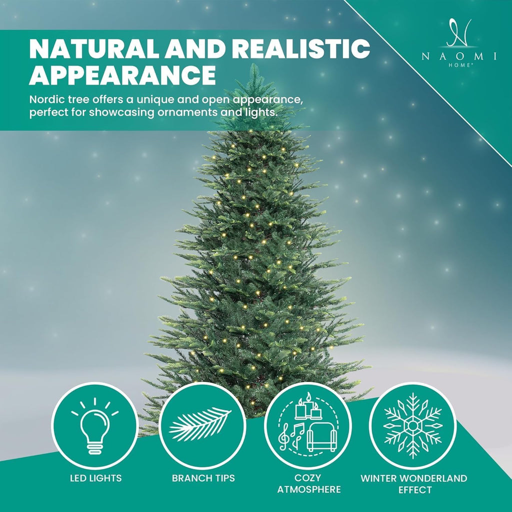 Nordic Pre-Lit Christmas Tree, 1,100 Warm Lights