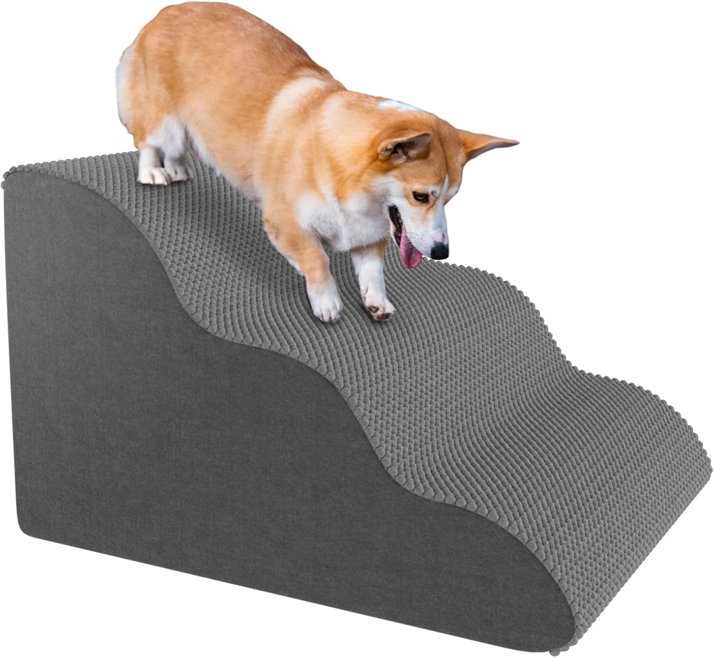 Pet Stairs for Small Dogs and Cats, Comfortable Curved Design with Waterproof Cover