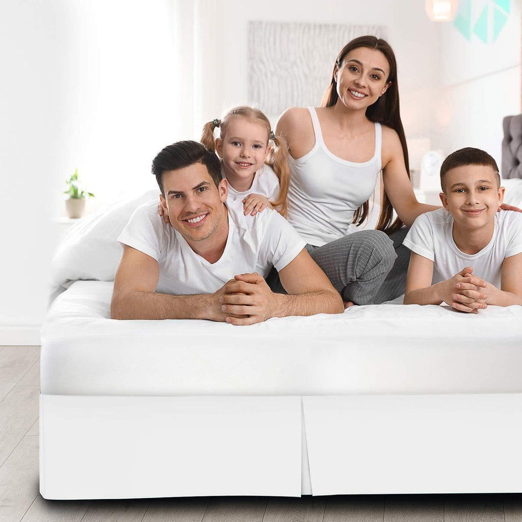 Luxury Box Pleated Bed Skirt Split Corners Platform Style Easy Fit Fade & Wrinkle Resistant with Tailored Drop 18