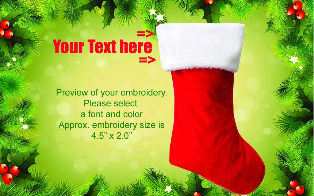 Personalized Embroidered Christmas Xmas Plush Stocking 20 Inches