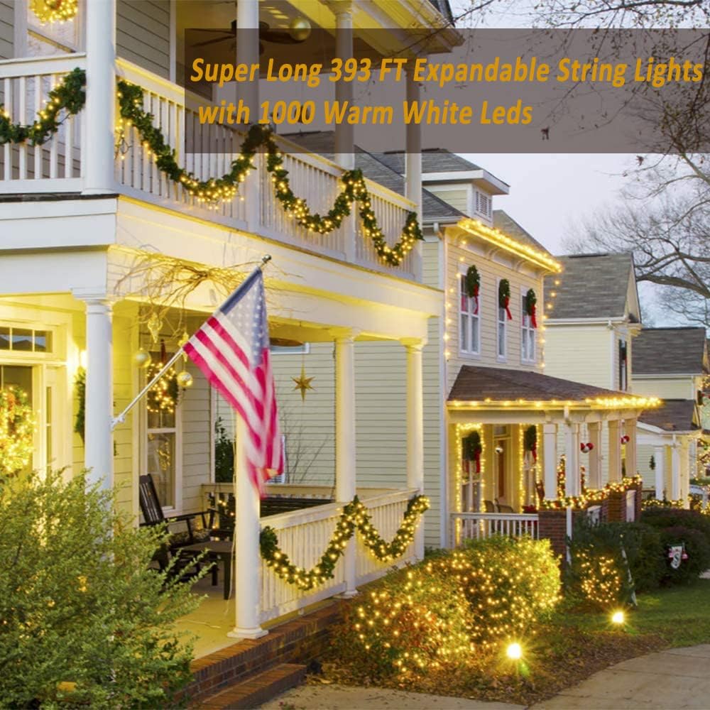 1000 Led Christmas Lights Outdoor, 8 Lighting Modes Waterproof