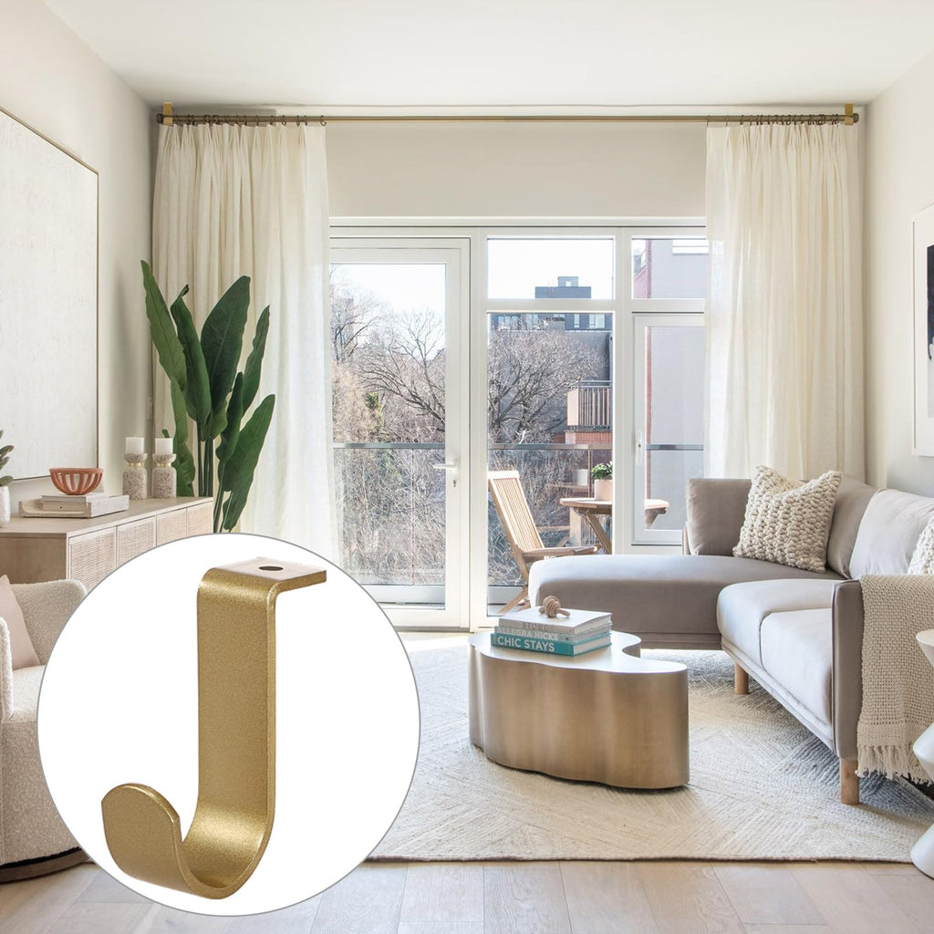 Sumnachon 3Pcs Ceiling Mount Curtain Rod Brackets for 5/8-1 Inch Rod, Gold