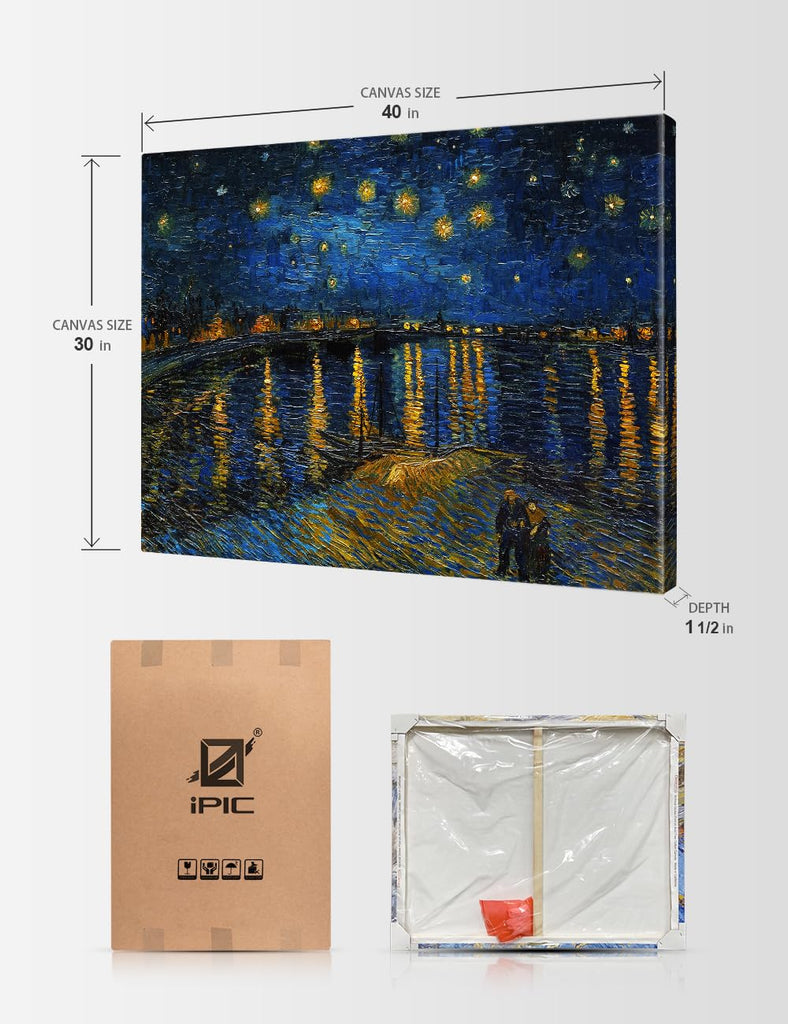 Starry Night Over the Rhone Canvas Print, Van Gogh Wall Art, 40x30 in