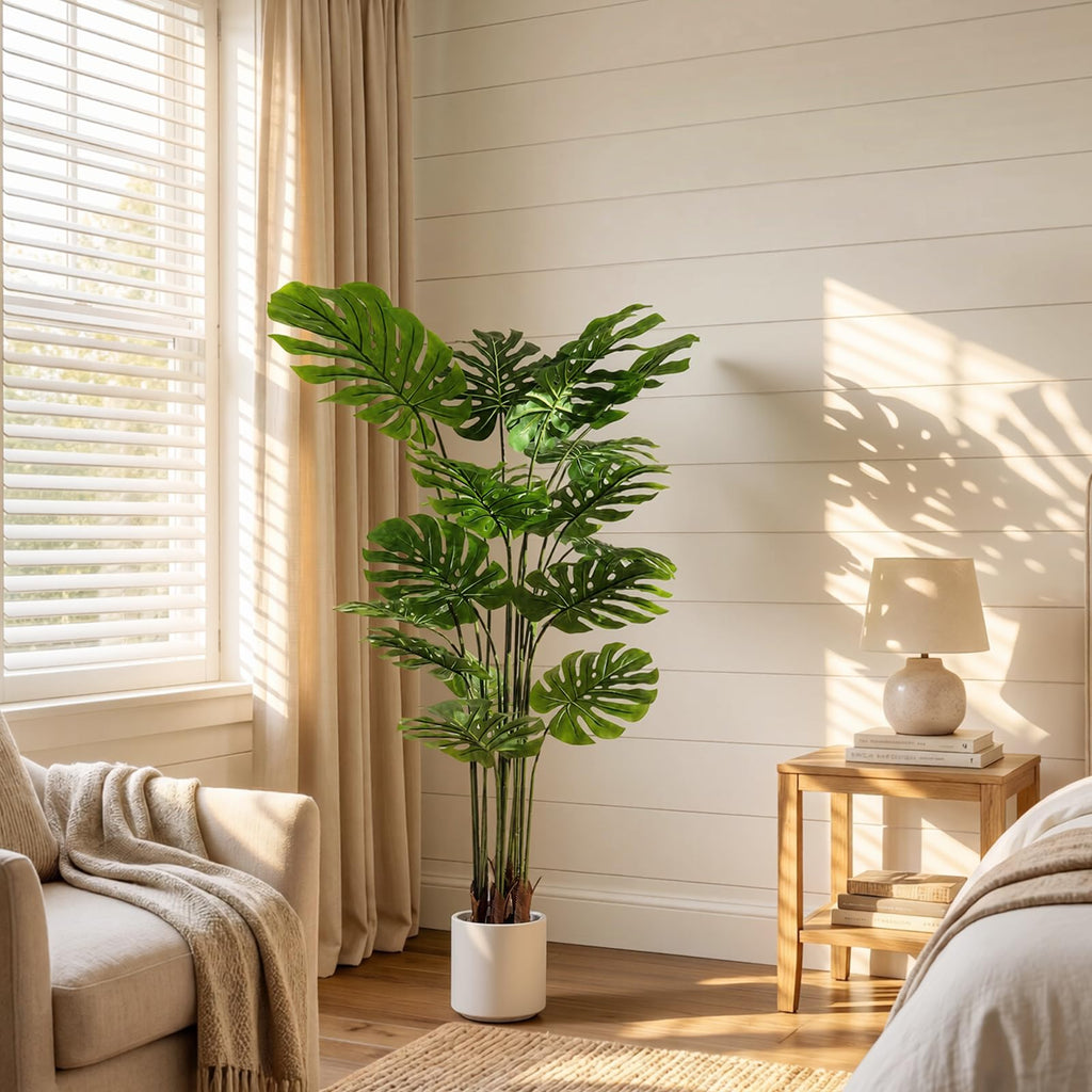 Artificial Monstera Deliciosa Plant 5.2 ft Tall Fake Floor Plants, 2 Pack