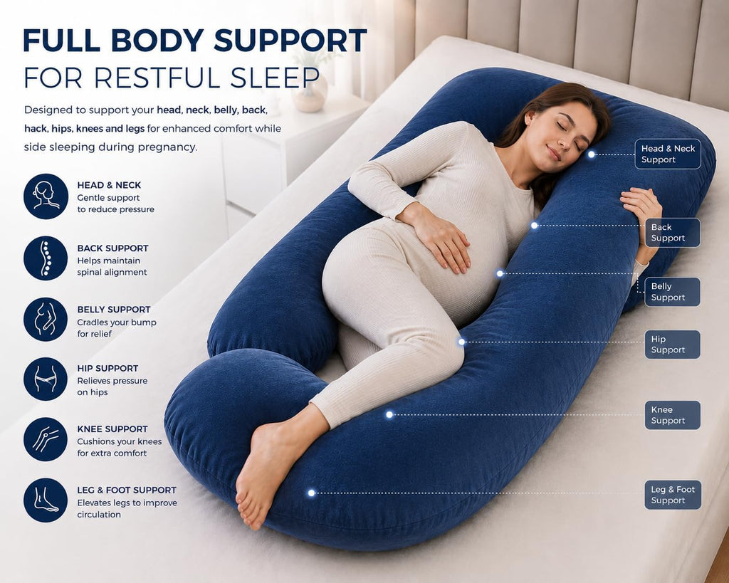 Pregnancy Pillow for Sleeping, 57 Inch U-Shaped Full Body Maternity Pillow, Pregnancy Pillow for Side Sleepers