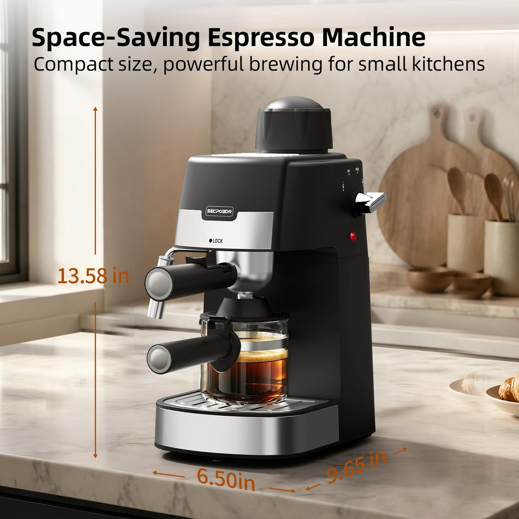 3.5Bar Espreeso Machine 4-Cup Compact Coffee Maker 800W Black