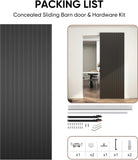 32"x86" Concealed Sliding Barn Door with Soft Close Hardware Kit, Black Hidden Door for Opening 24"-