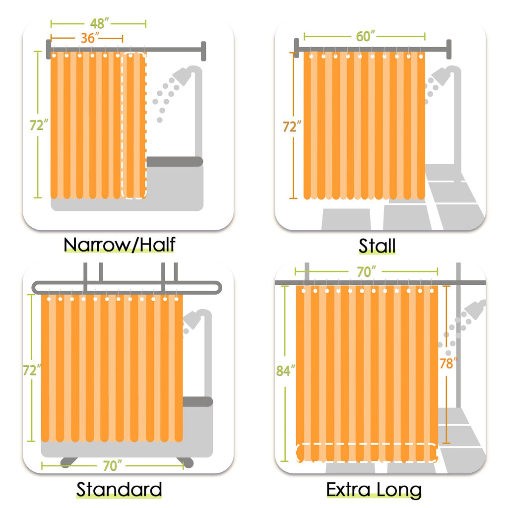 Extra Long Blue Shower Curtain 70x84 inch 12 Hooks